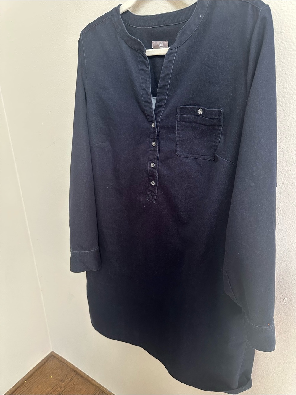 J.Jill Indigo Navy Blue Long-Sleeve Shirt Dress, with pockets, size Large